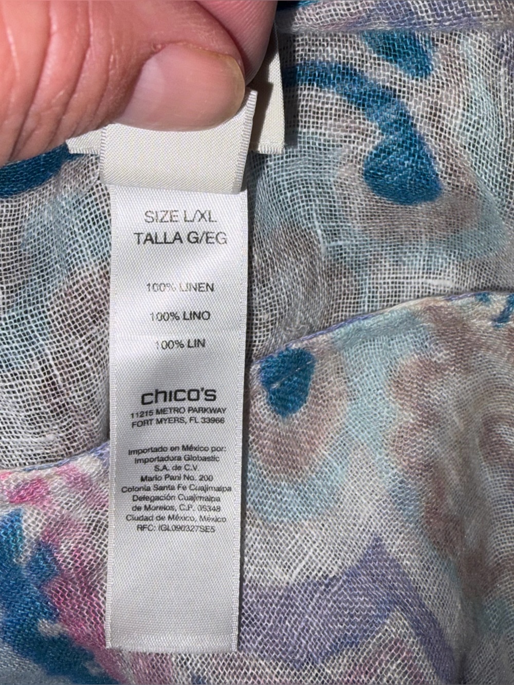 Chico's Sheer Paisley Tunic in Teal and Pink Linen Size L/XL - Picture 7 of 7